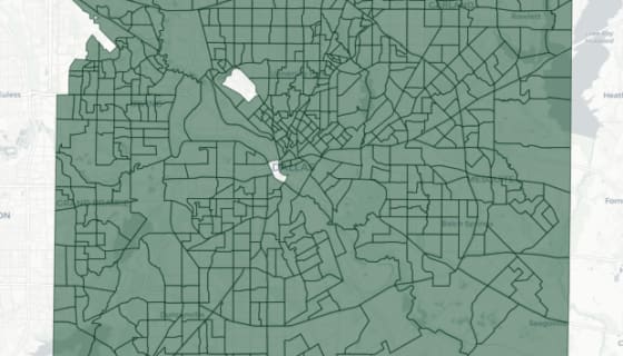 Map preview of Dallas County — Median Household Income by Census Tract (2023)