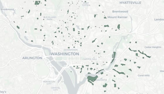 Map preview of Washington DC Parks