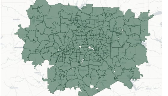 Map preview of DFW — Home Values by ZIP Code (Zillow Jun 2026)