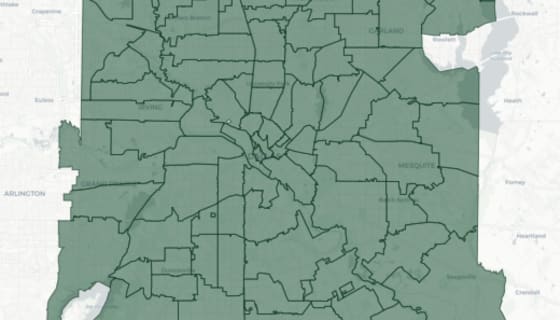 Map preview of Dallas County — Disability Rate by ZIP Code