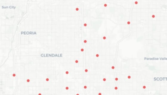 Map preview of Phoenix Fire Stations
