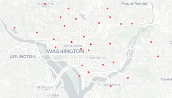 Map preview of Washington DC Fire Stations