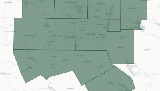 Map preview of DFW Counties — Population Growth 2020-2025