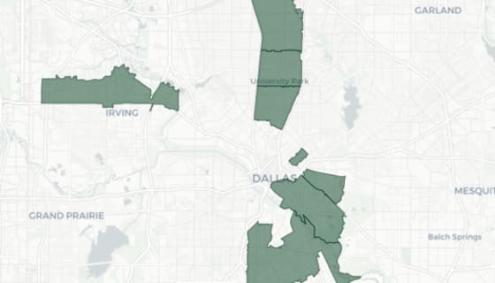Map preview of Dallas County — Life Expectancy by ZIP Code