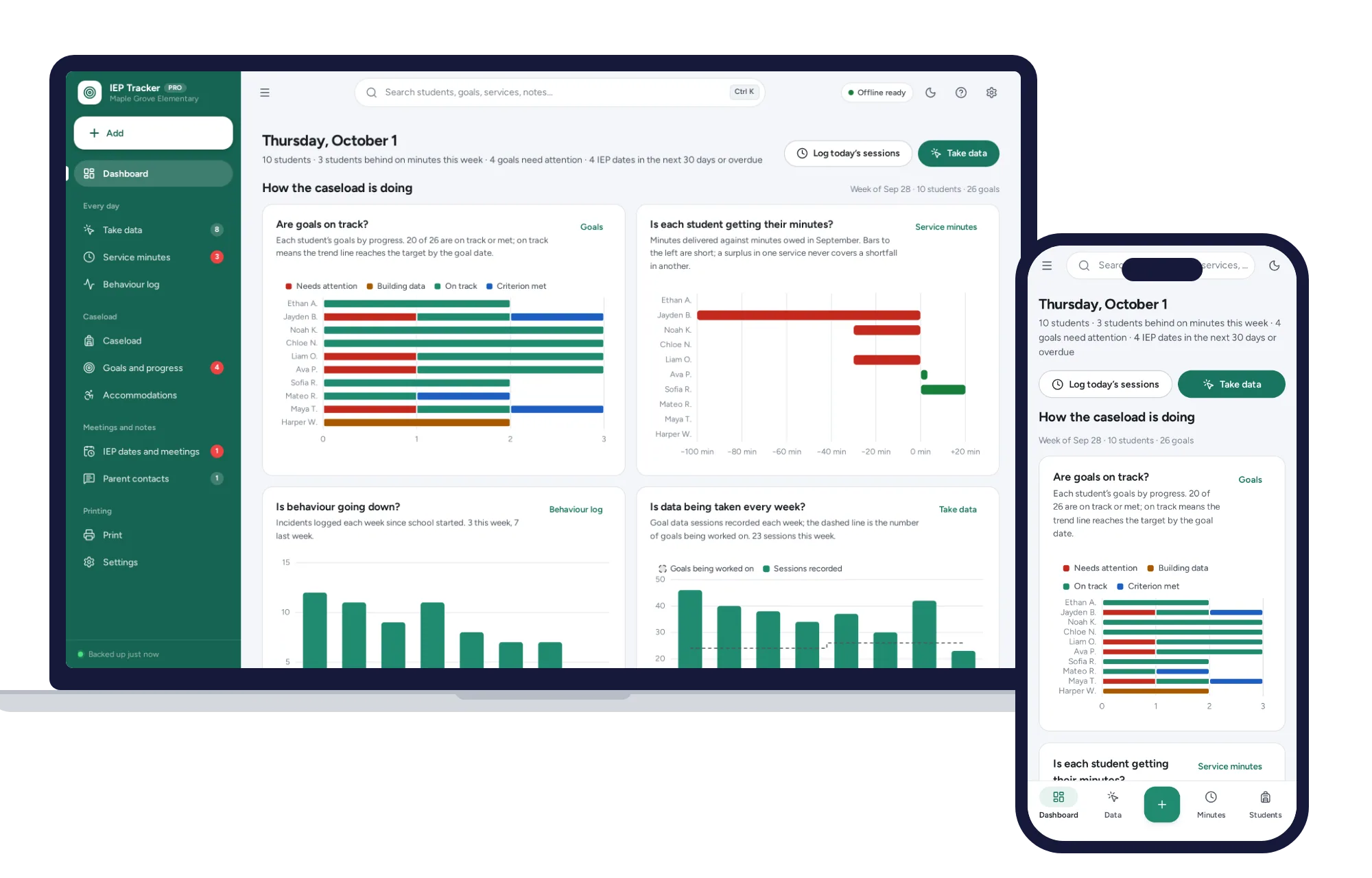 IEP & Special Education Tracker on a laptop and a phone