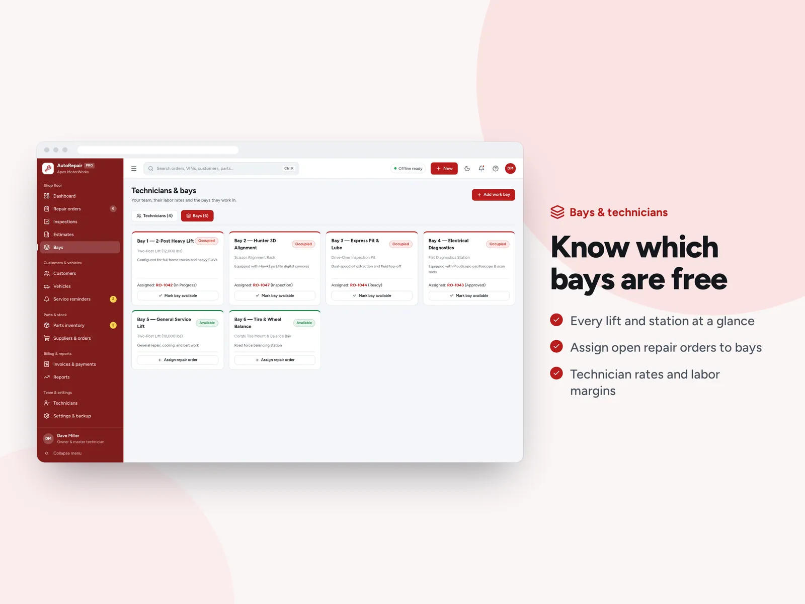 Know which bays are free