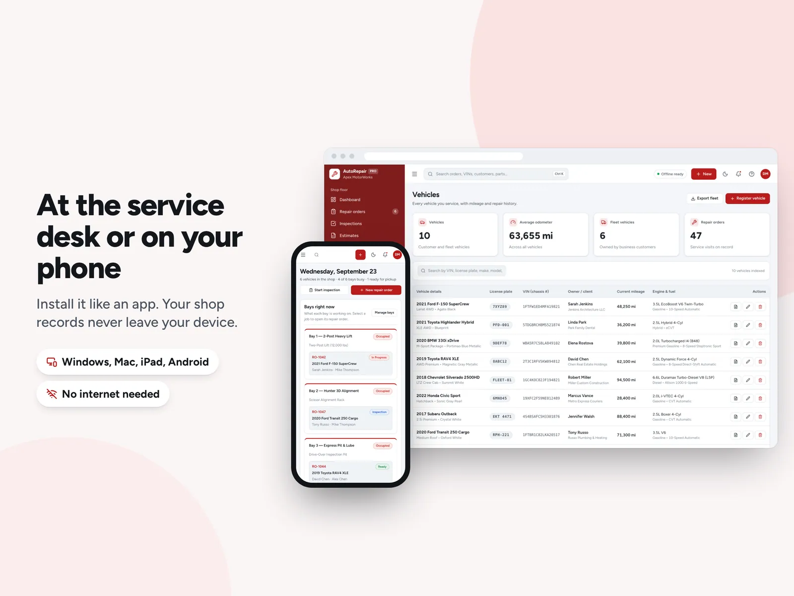At the service desk or on your phone
