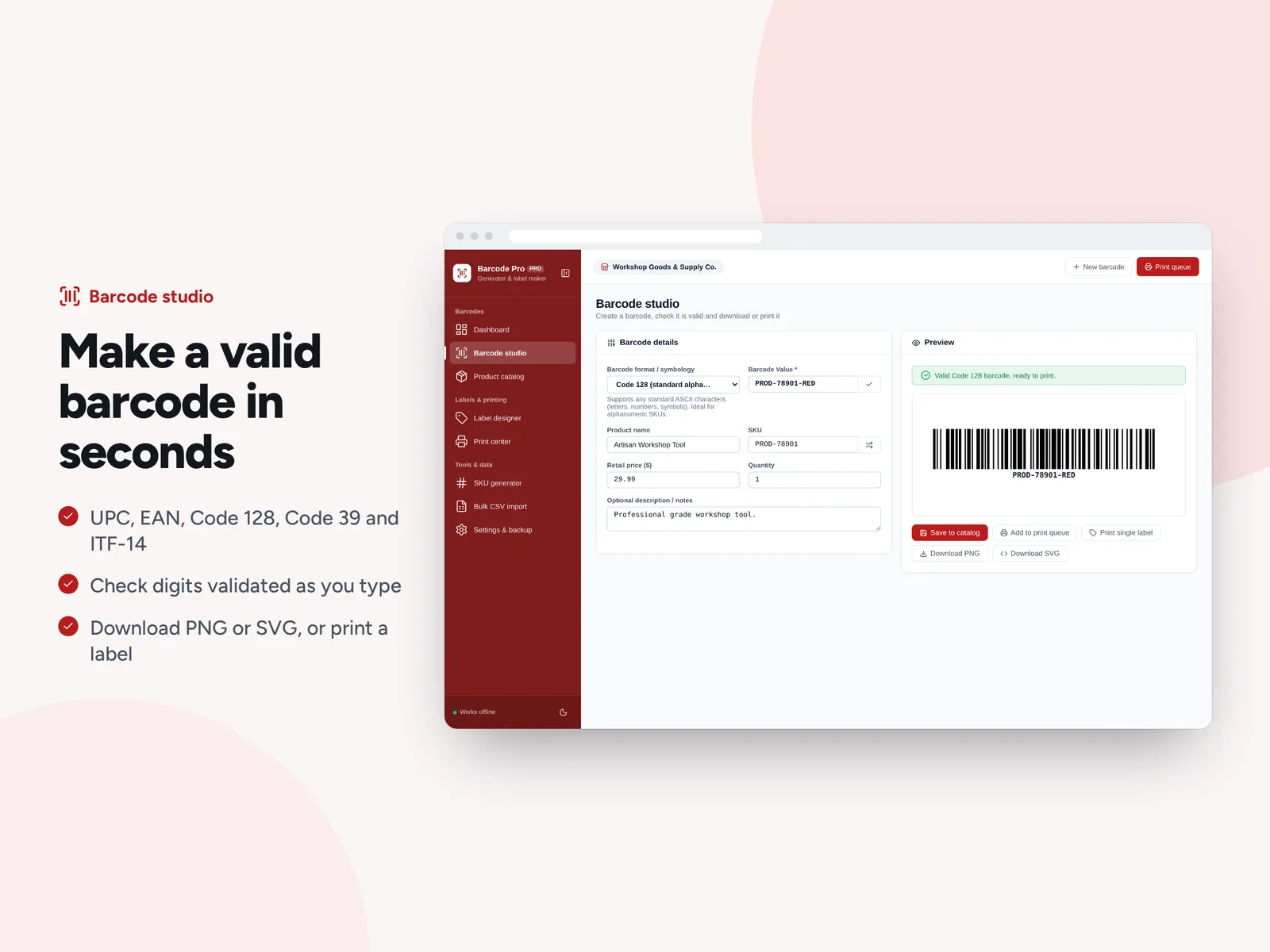Make a valid barcode in seconds