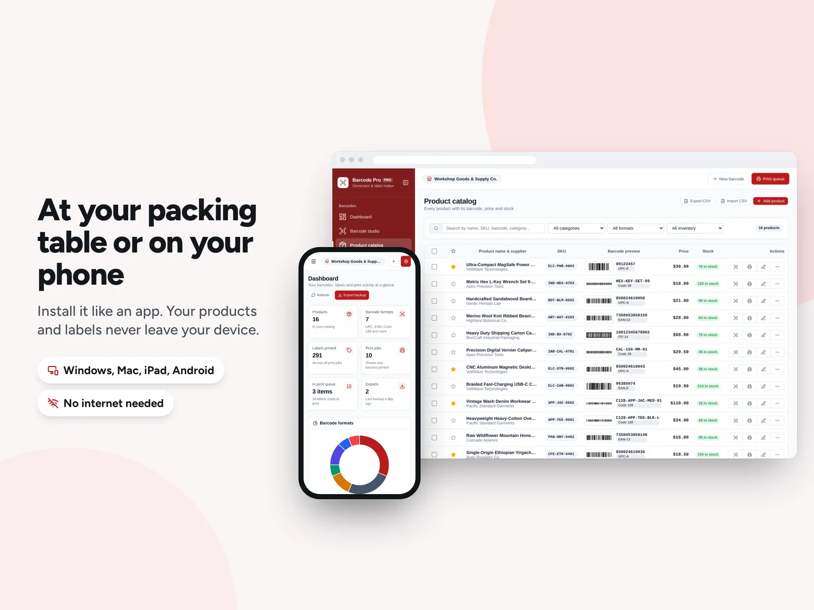At your packing table or on your phone