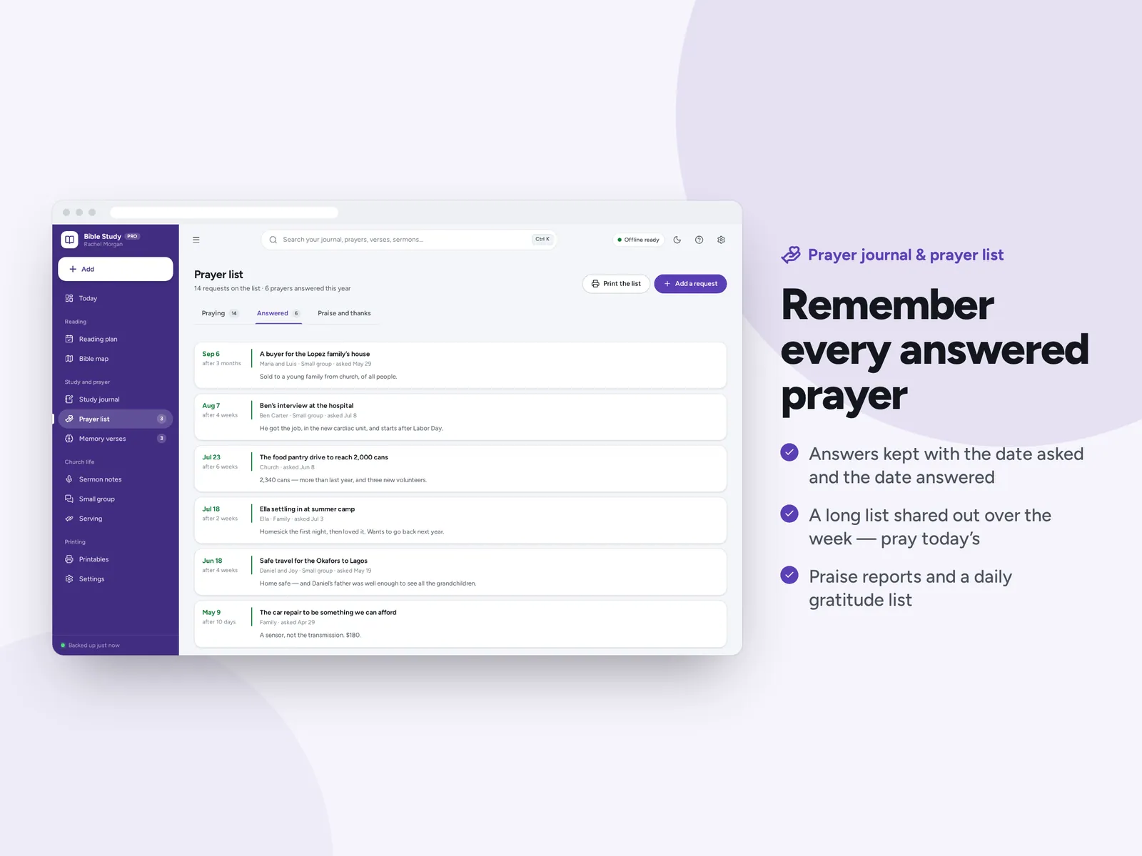 Remember every answered prayer