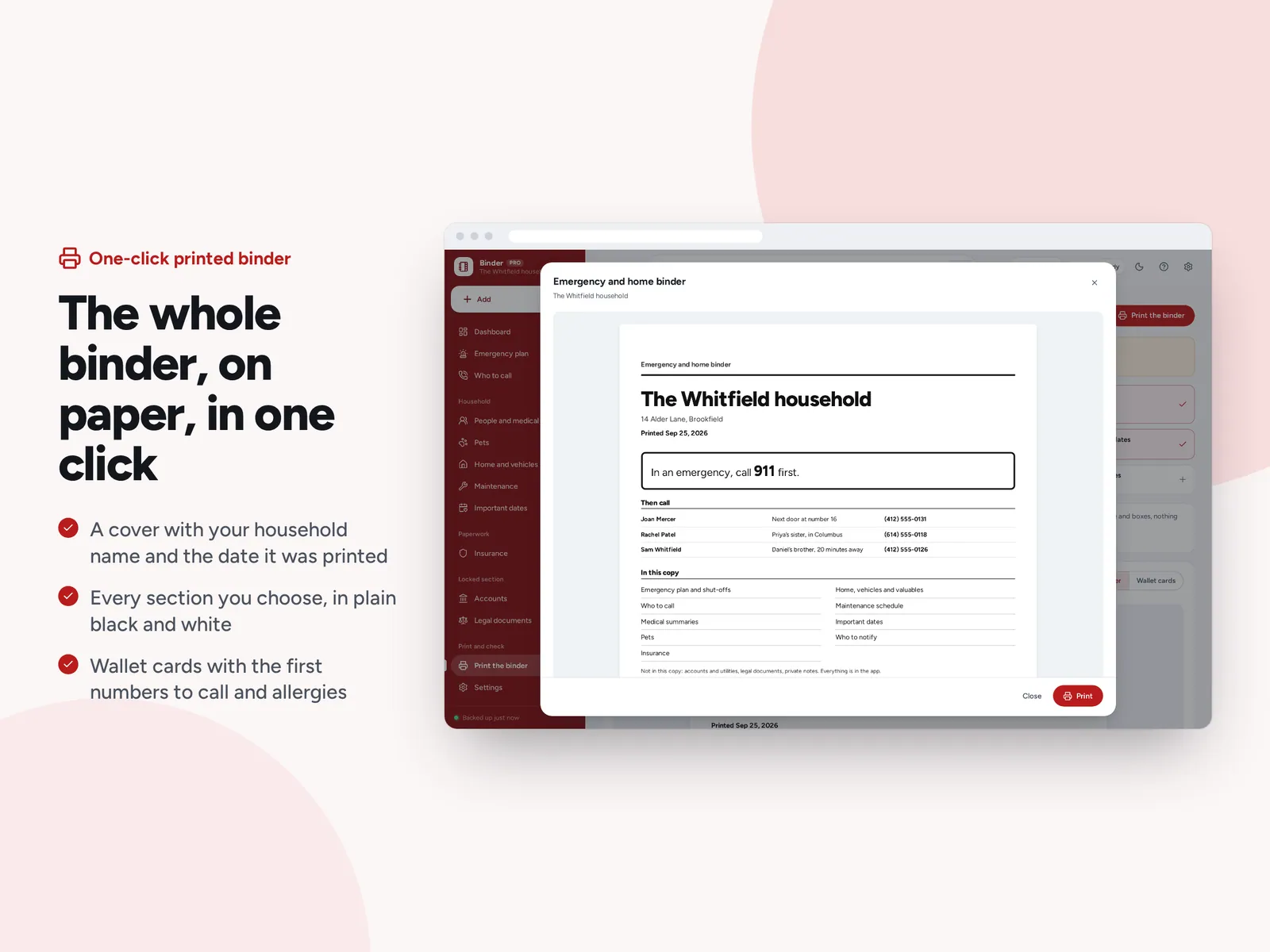 The whole binder, on paper, in one click