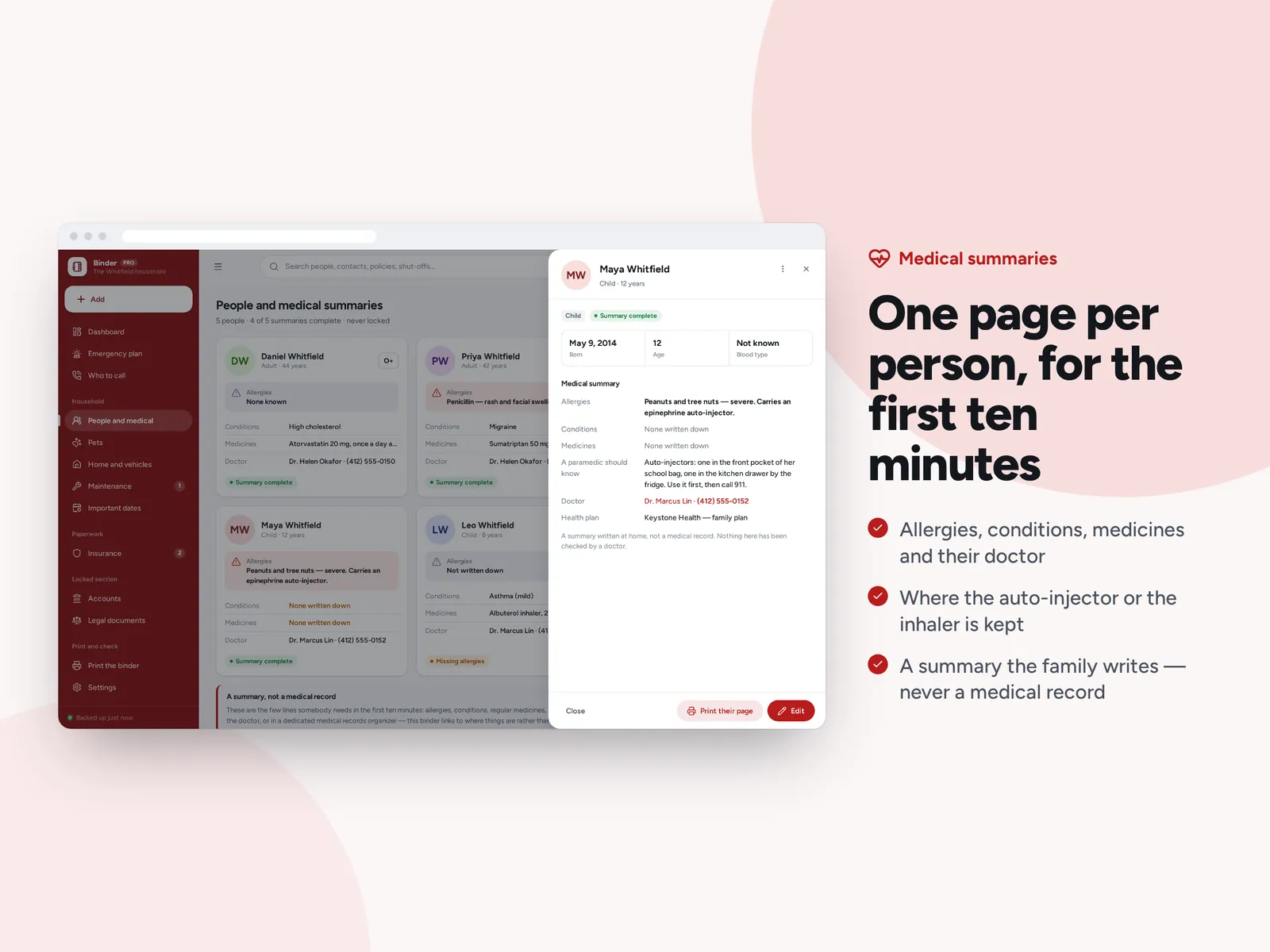 One page per person, for the first ten minutes