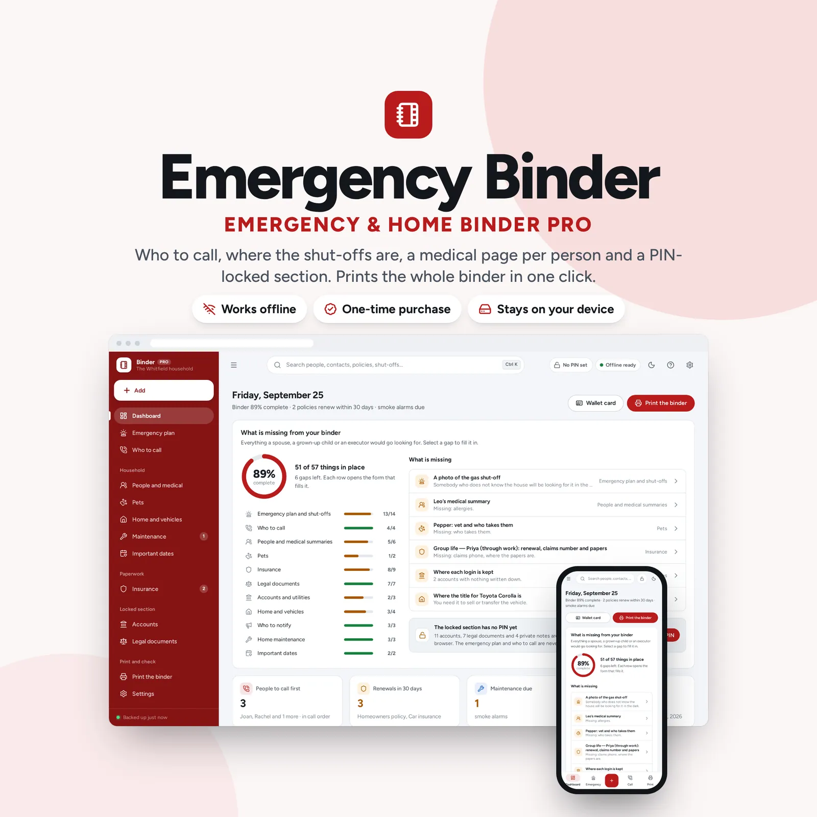 Emergency & Home Binder: cover