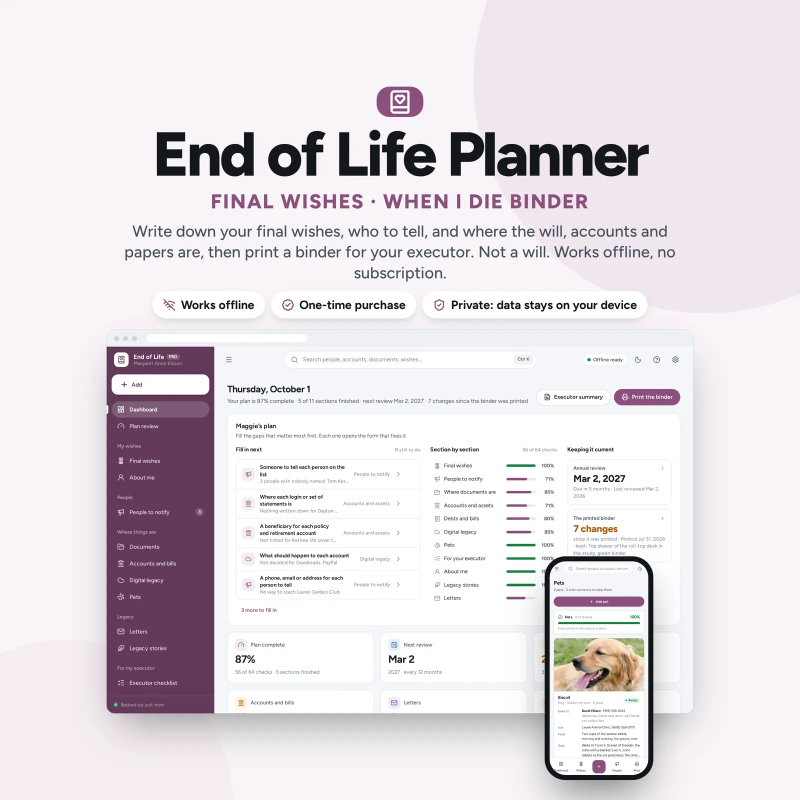 End of Life Planner: cover