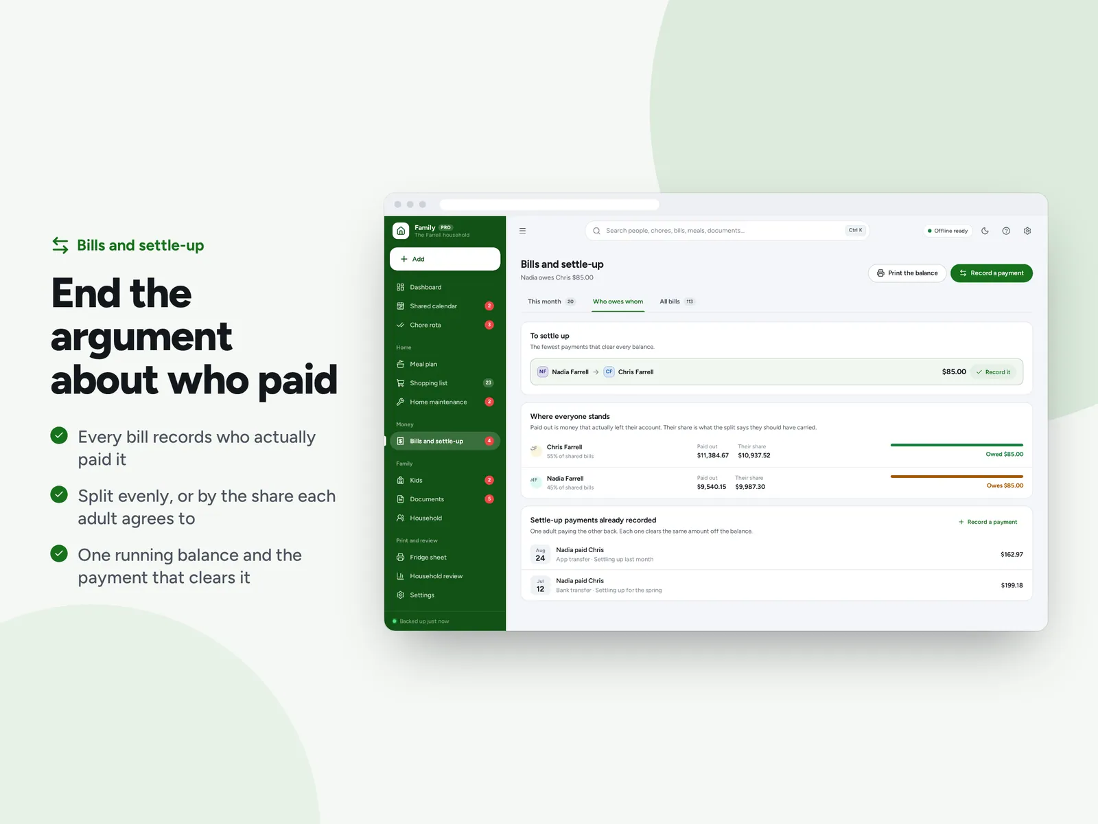 End the argument about who paid