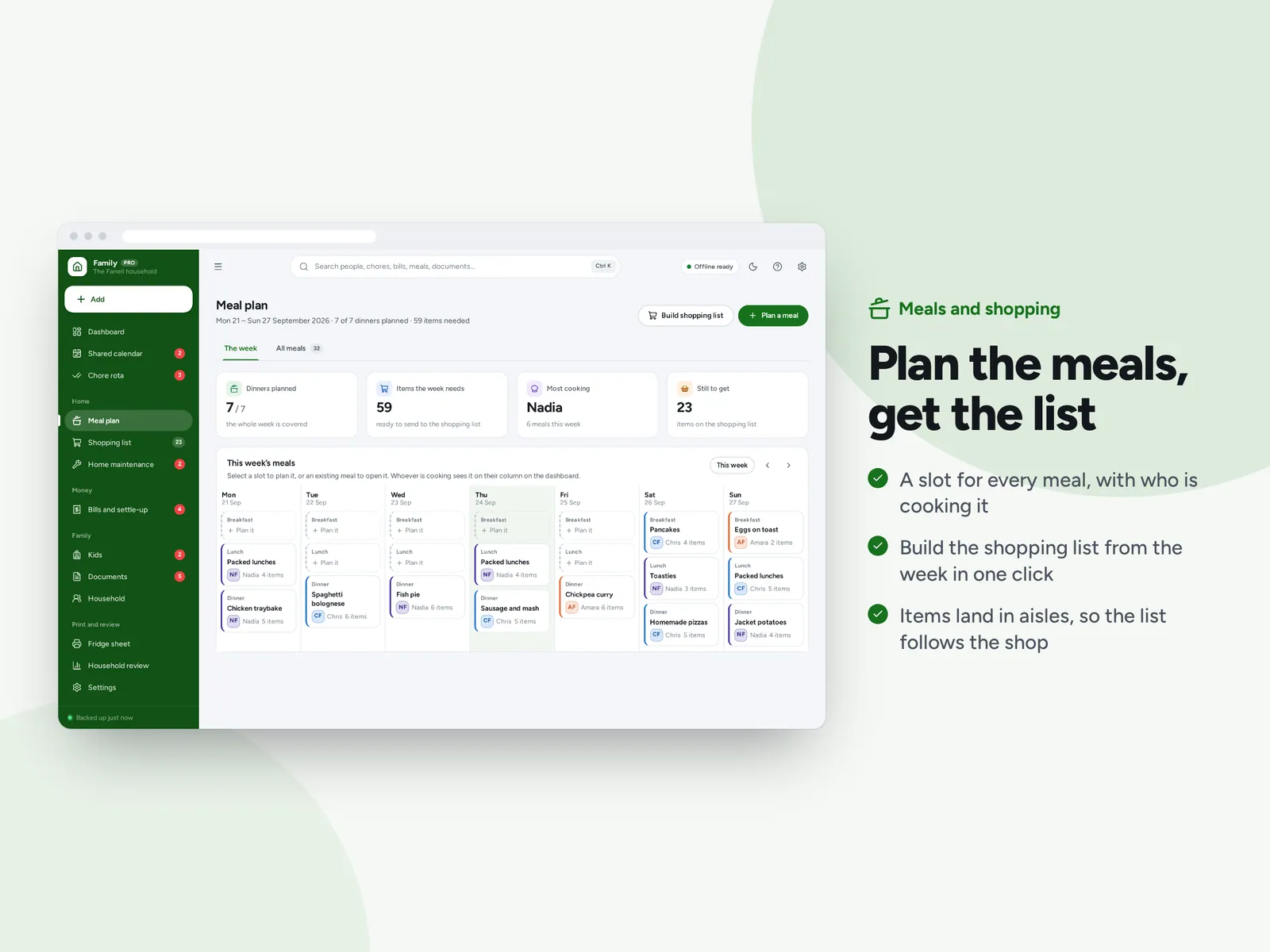 Plan the meals, get the list