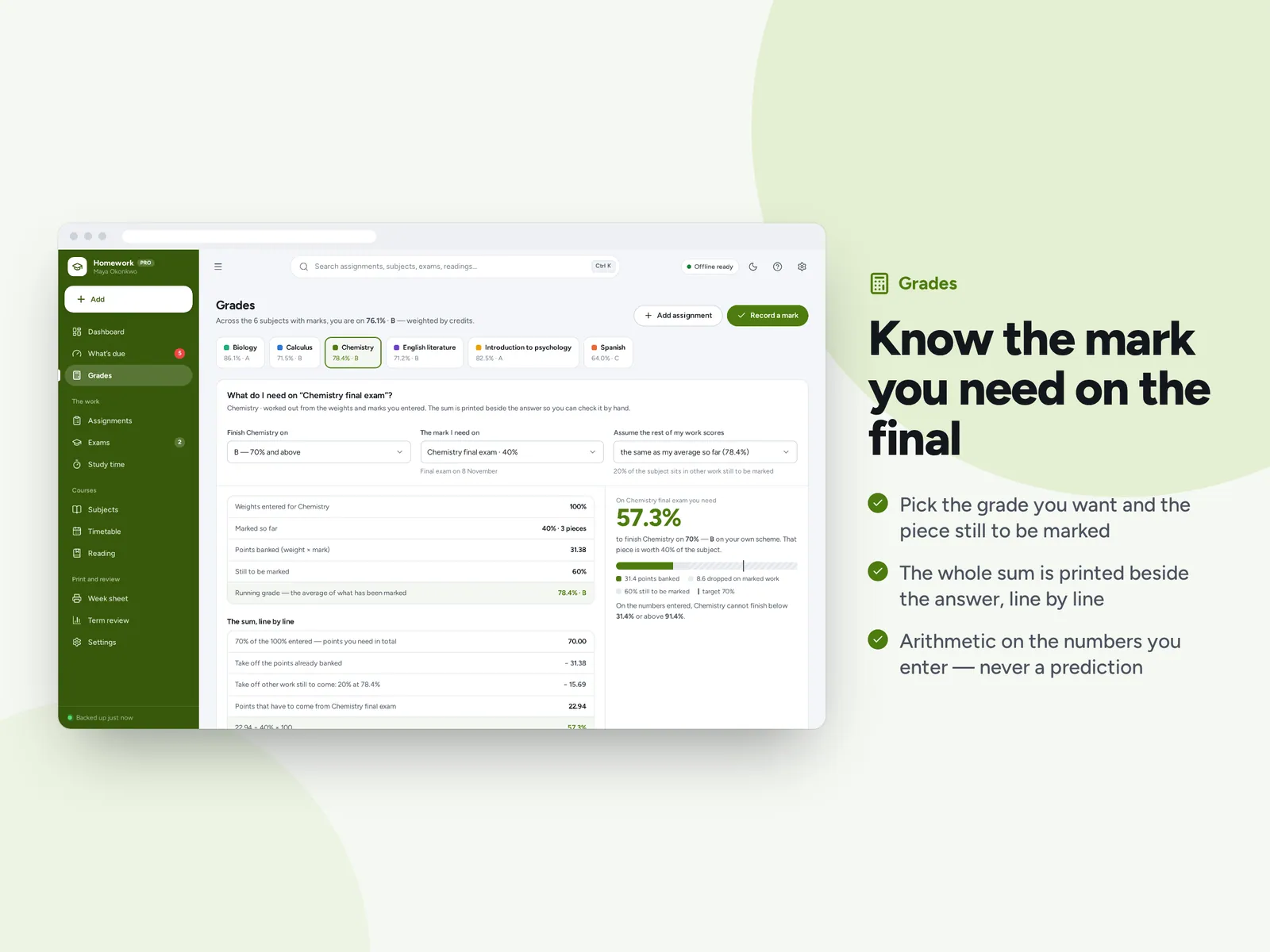 Know the mark you need on the final