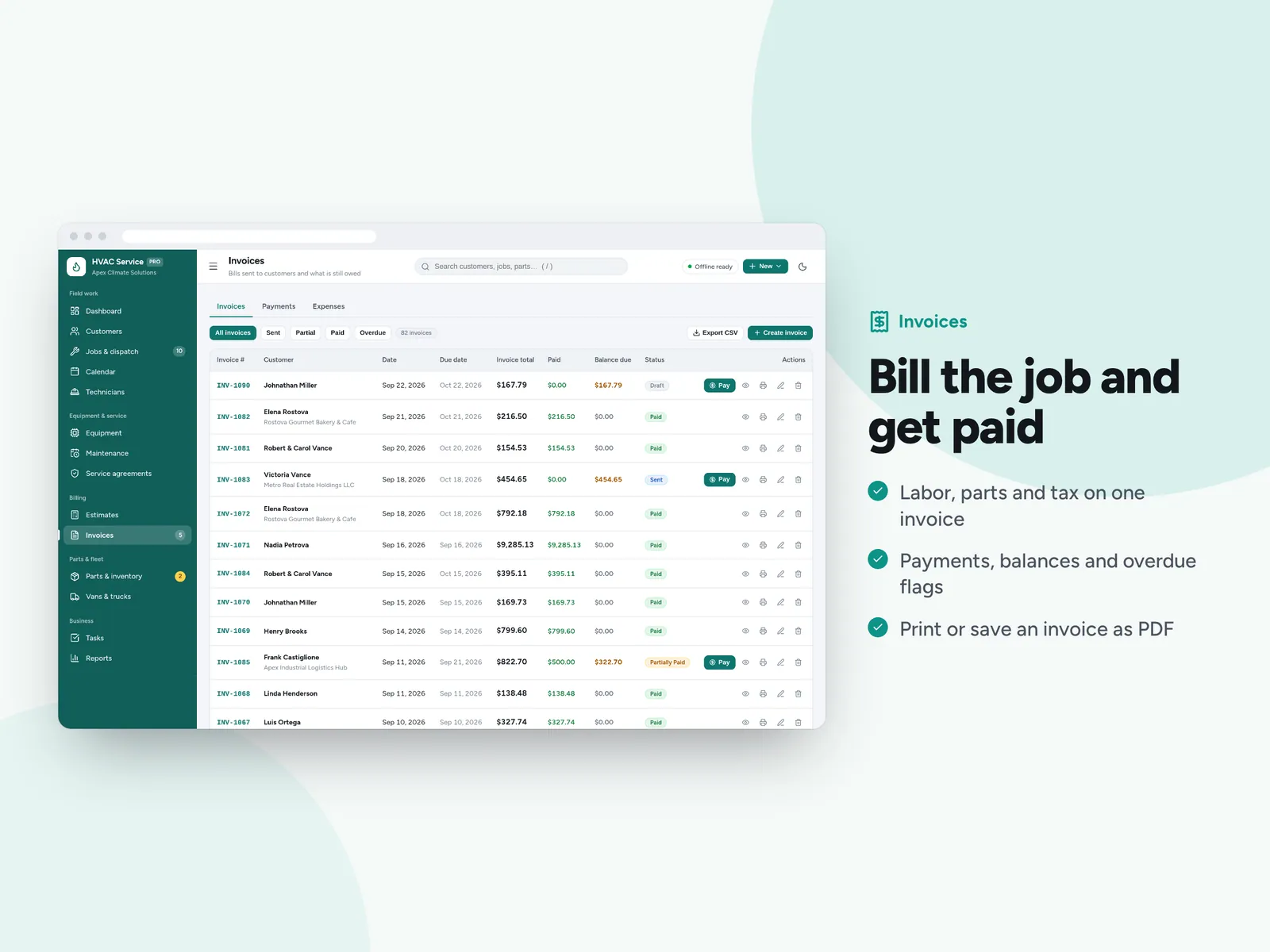Bill the job and get paid