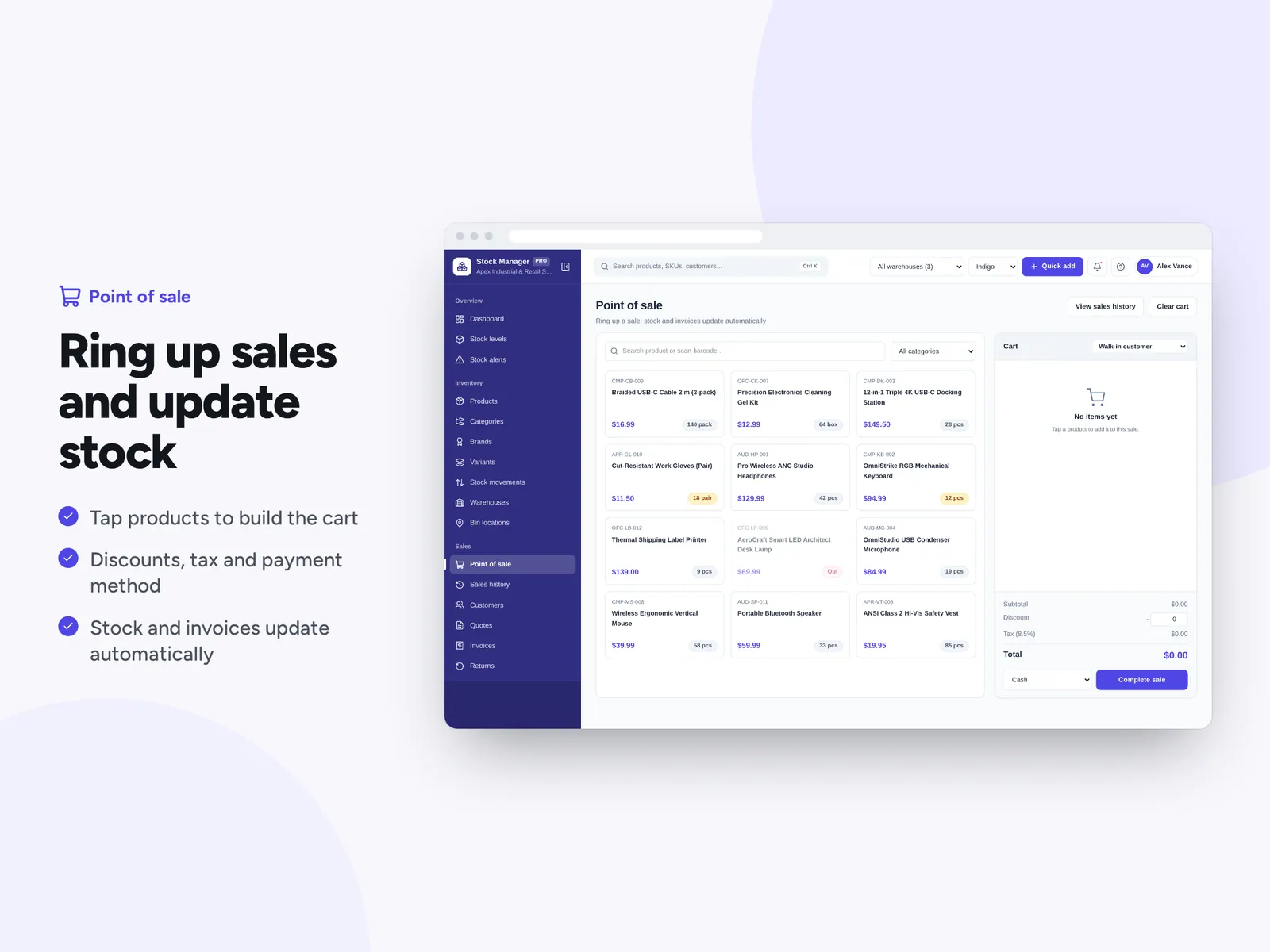 Ring up sales and update stock