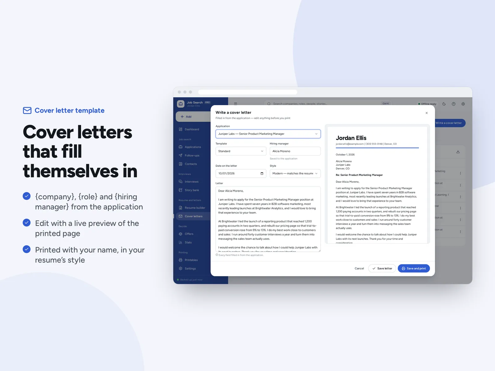 Cover letters that fill themselves in
