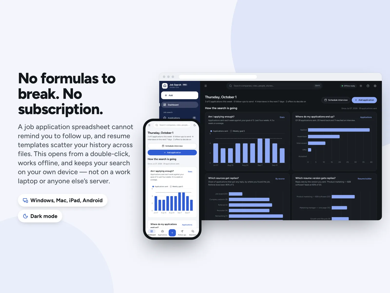 No formulas to break. No subscription.