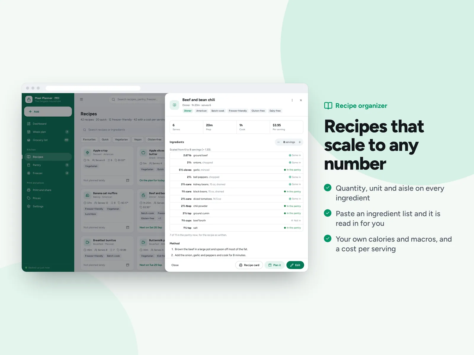 Recipes that scale to any number