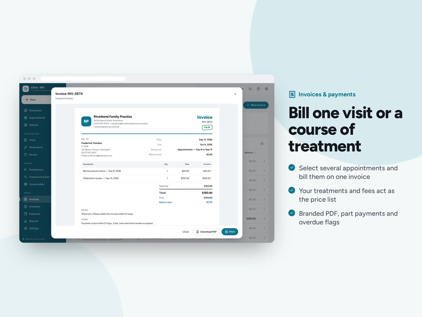 Bill one visit or a course of treatment