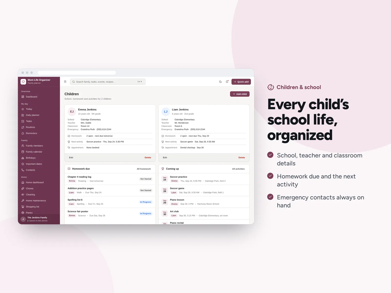 Every child’s school life, organized