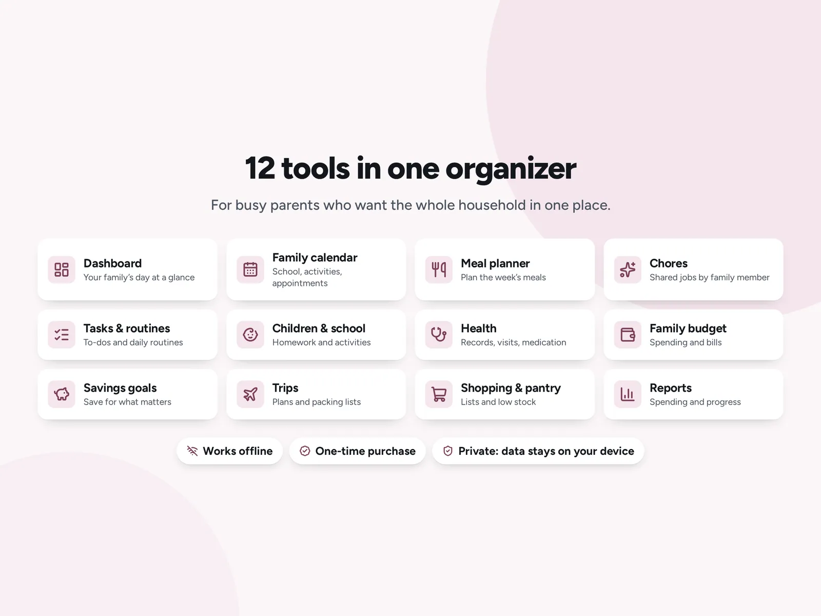 12 tools in one organizer