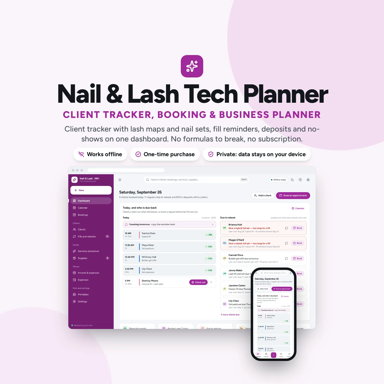 Nail & Lash Tech Planner: cover