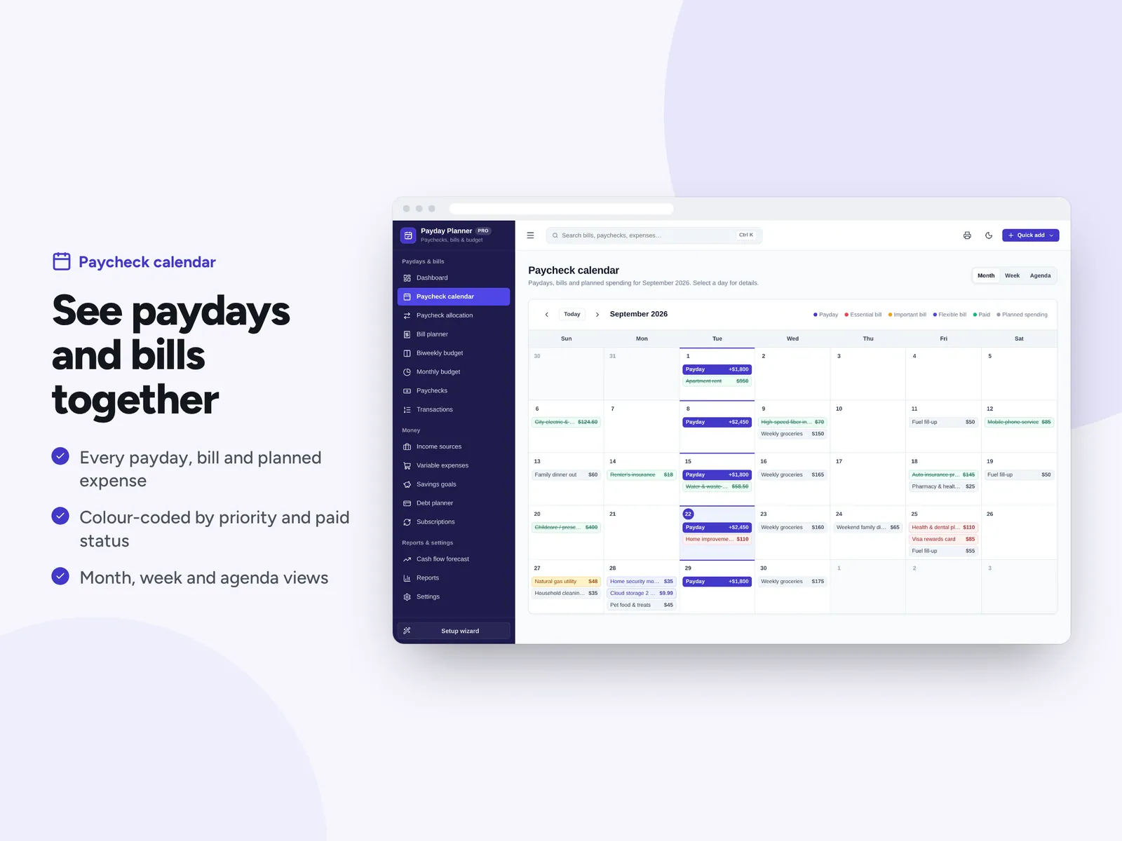 See paydays and bills together
