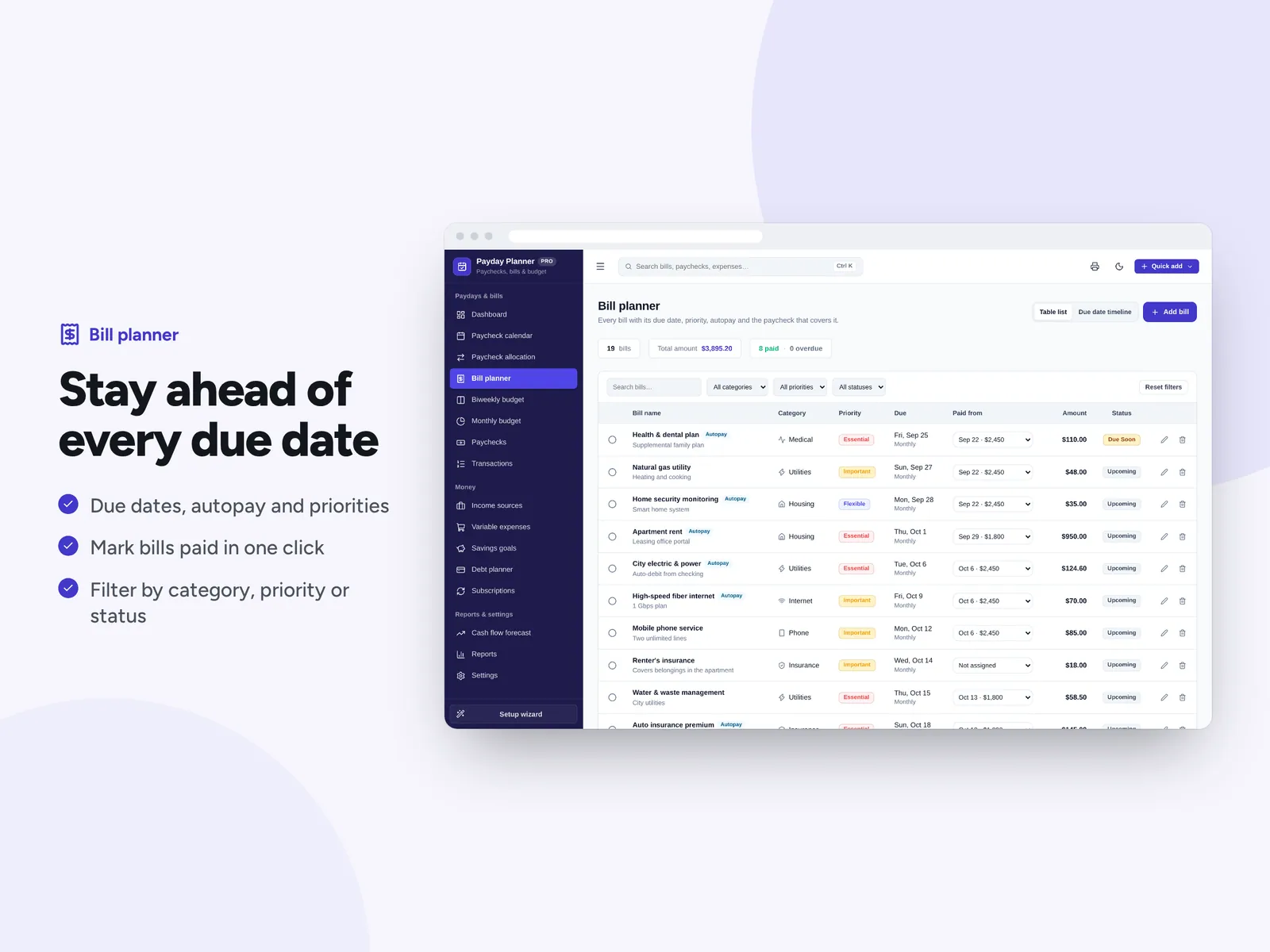 Stay ahead of every due date