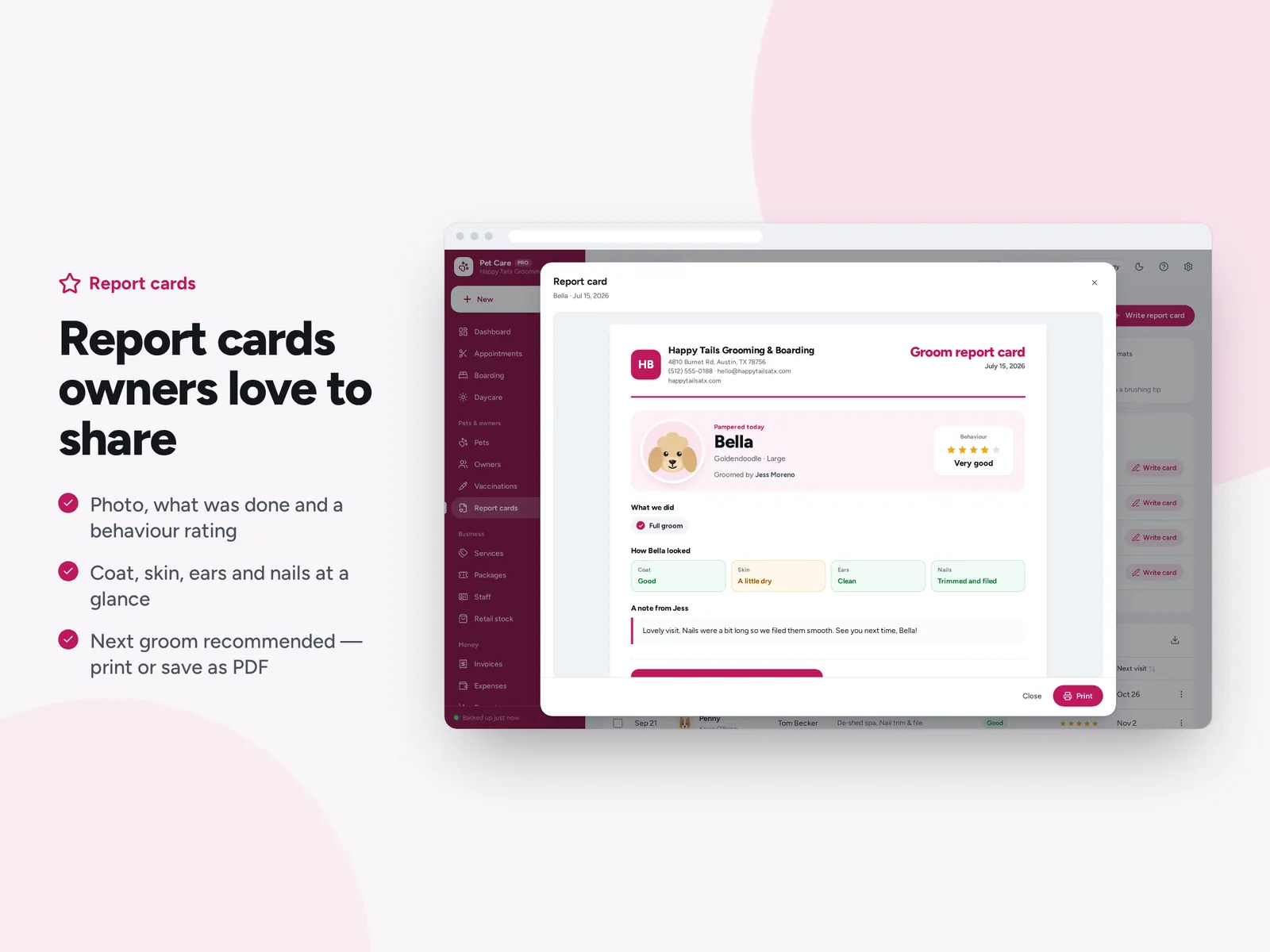 Report cards owners love to share