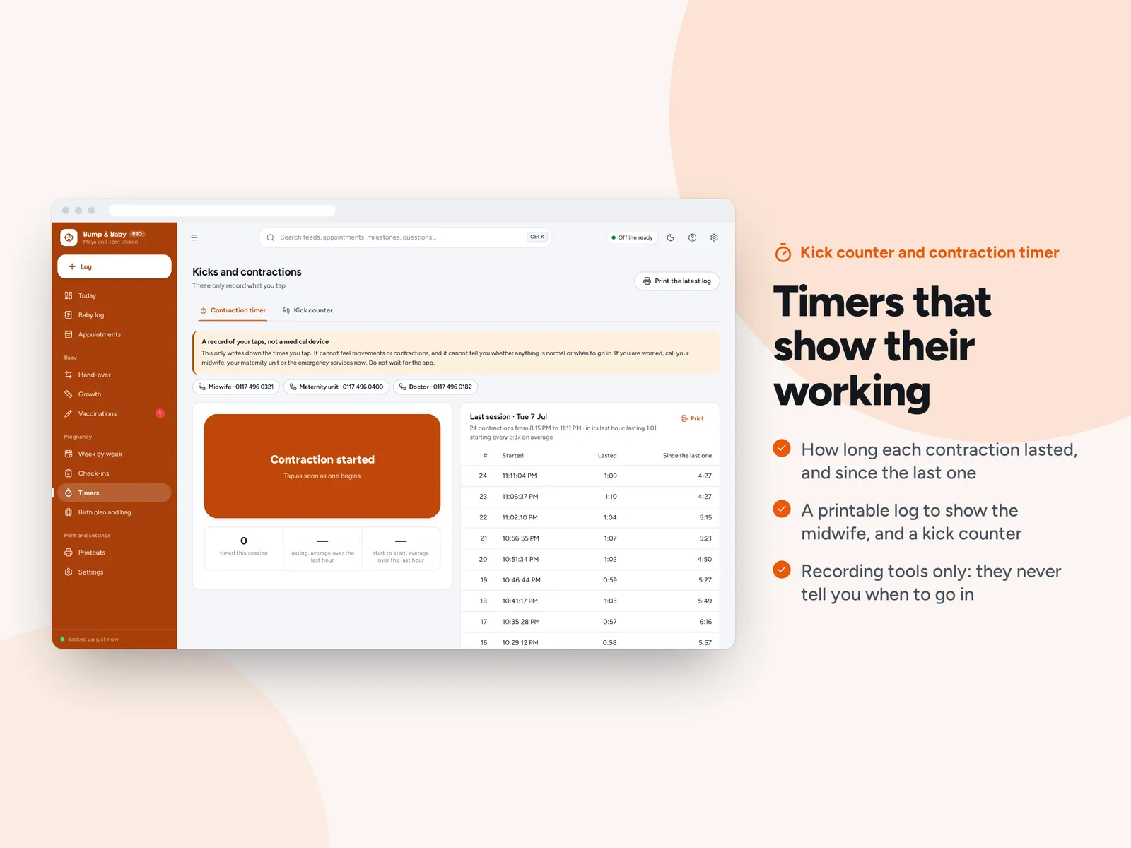 Timers that show their working