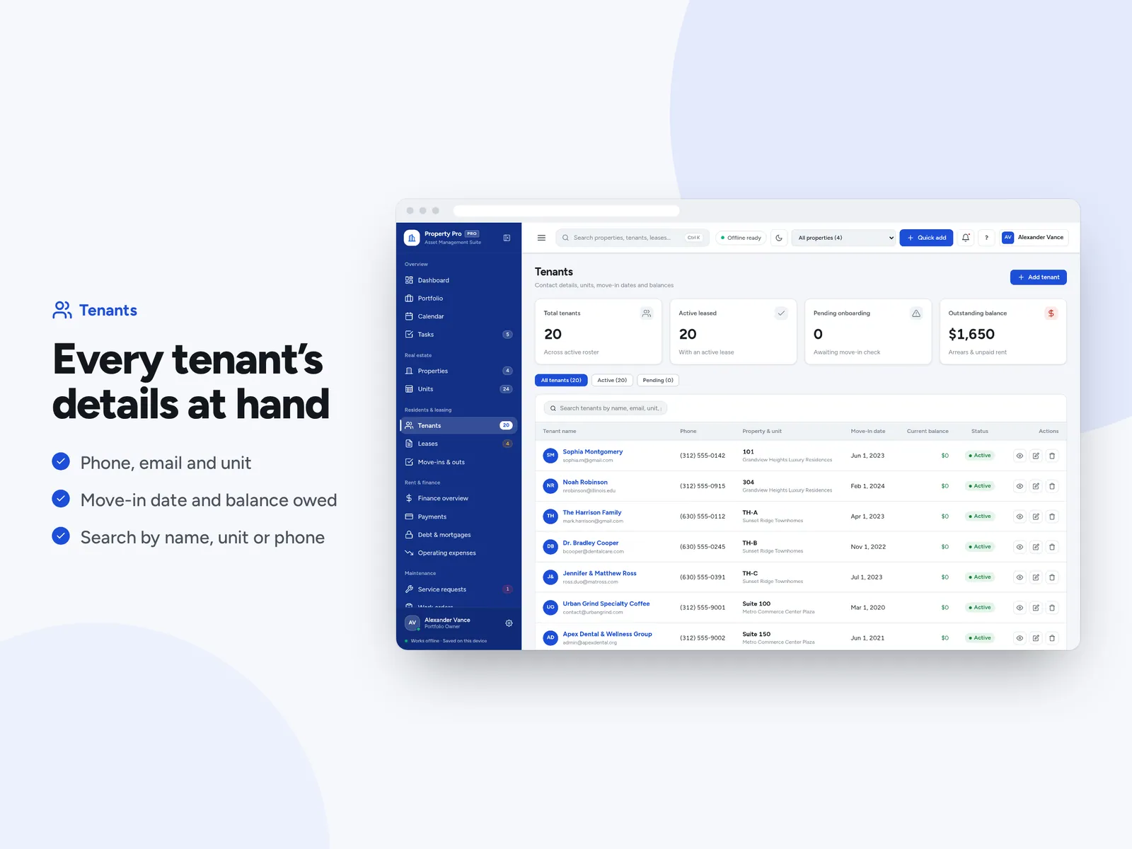 Every tenant’s details at hand