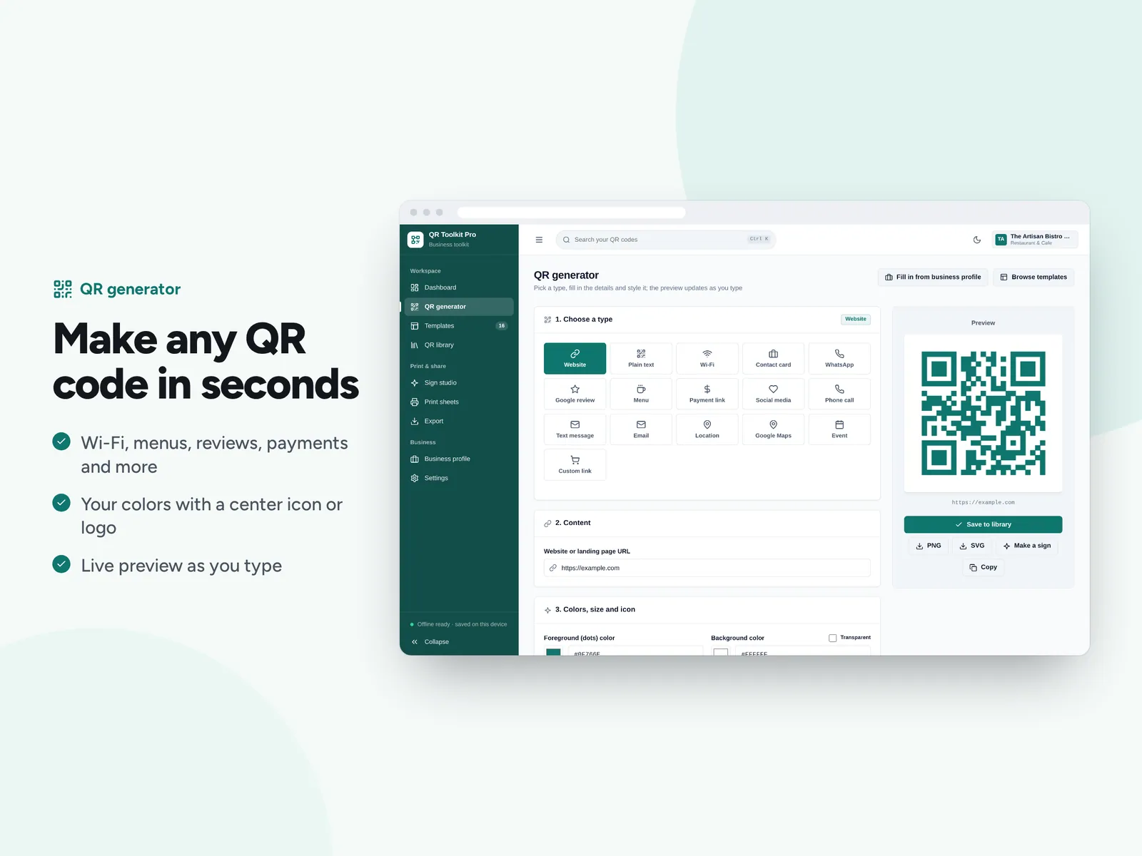 Make any QR code in seconds