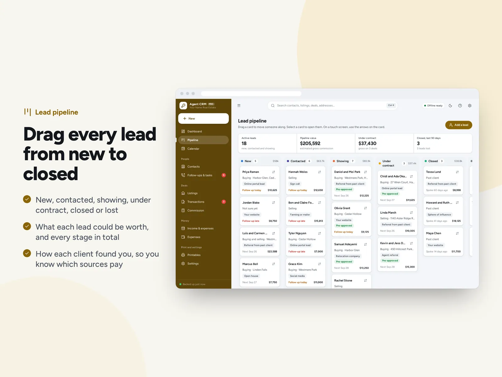 Drag every lead from new to closed