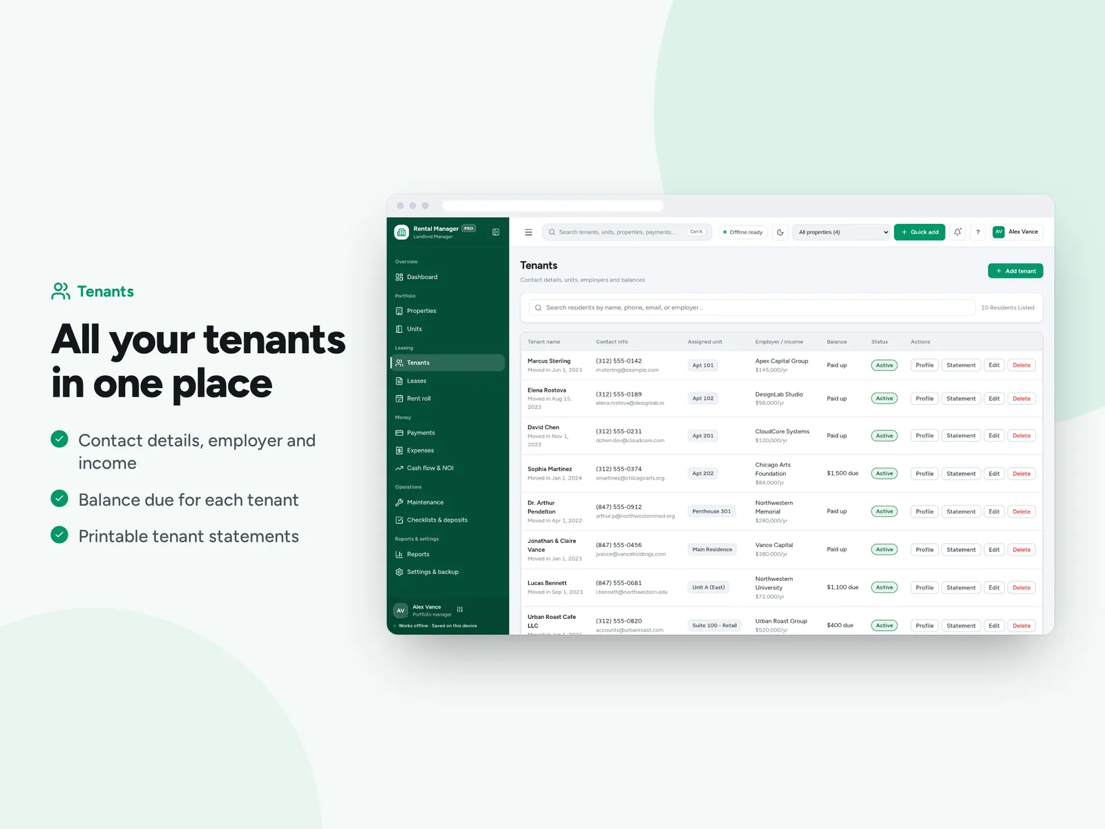 All your tenants in one place