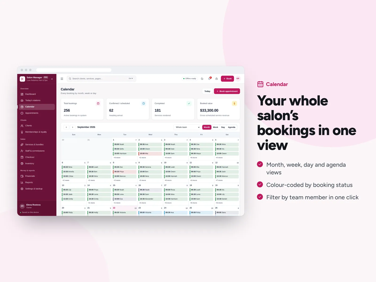 Your whole salon’s bookings in one view