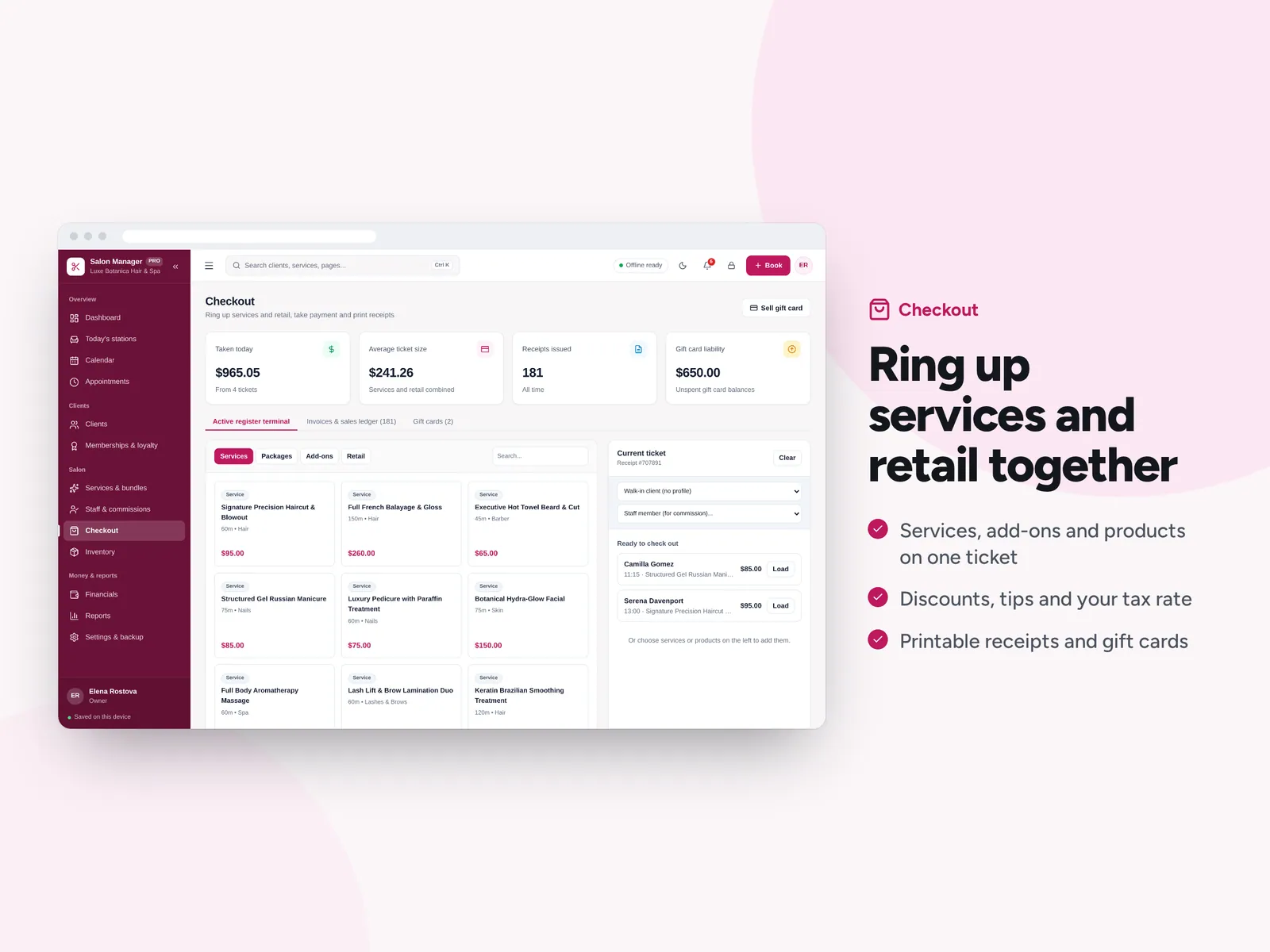 Ring up services and retail together
