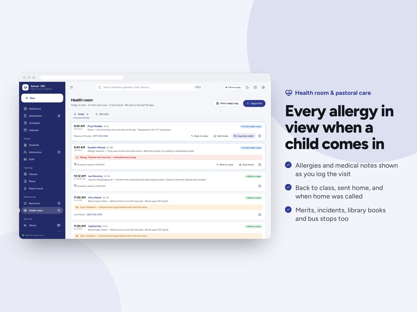 Every allergy in view when a child comes in