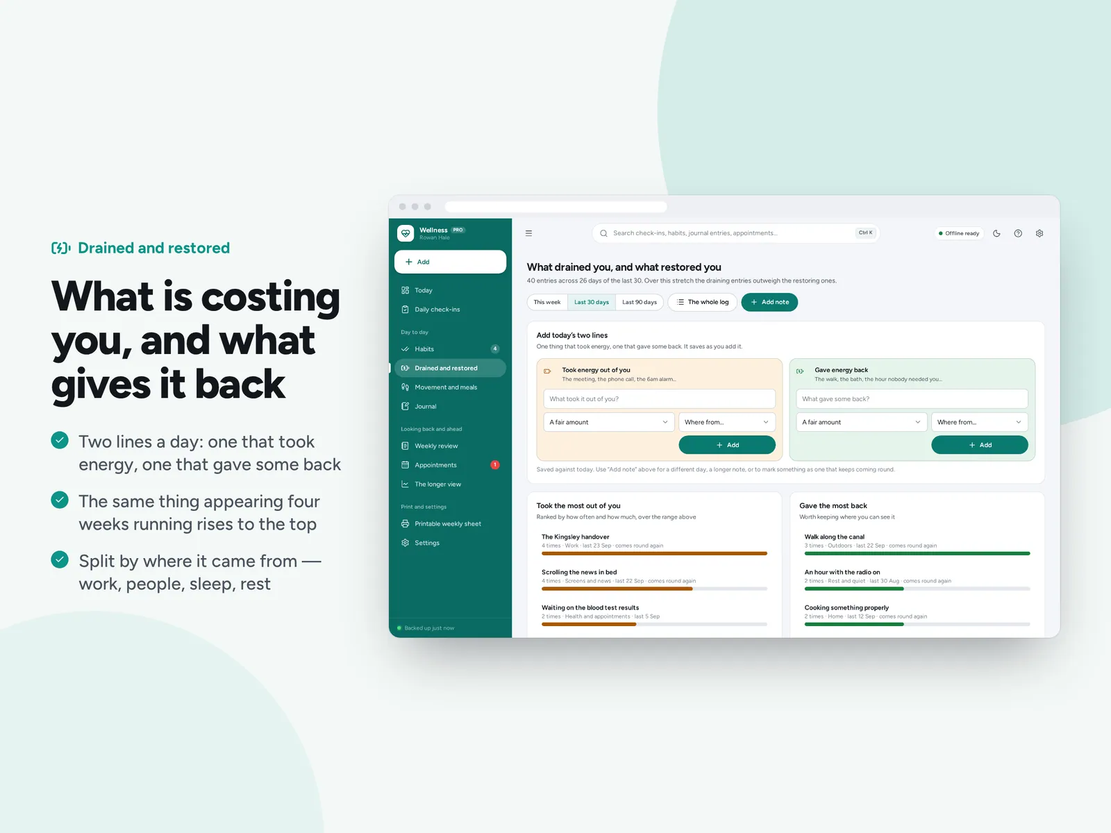 What is costing you, and what gives it back