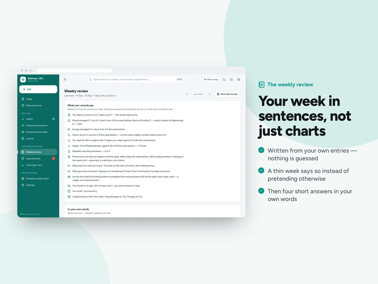 Your week in sentences, not just charts
