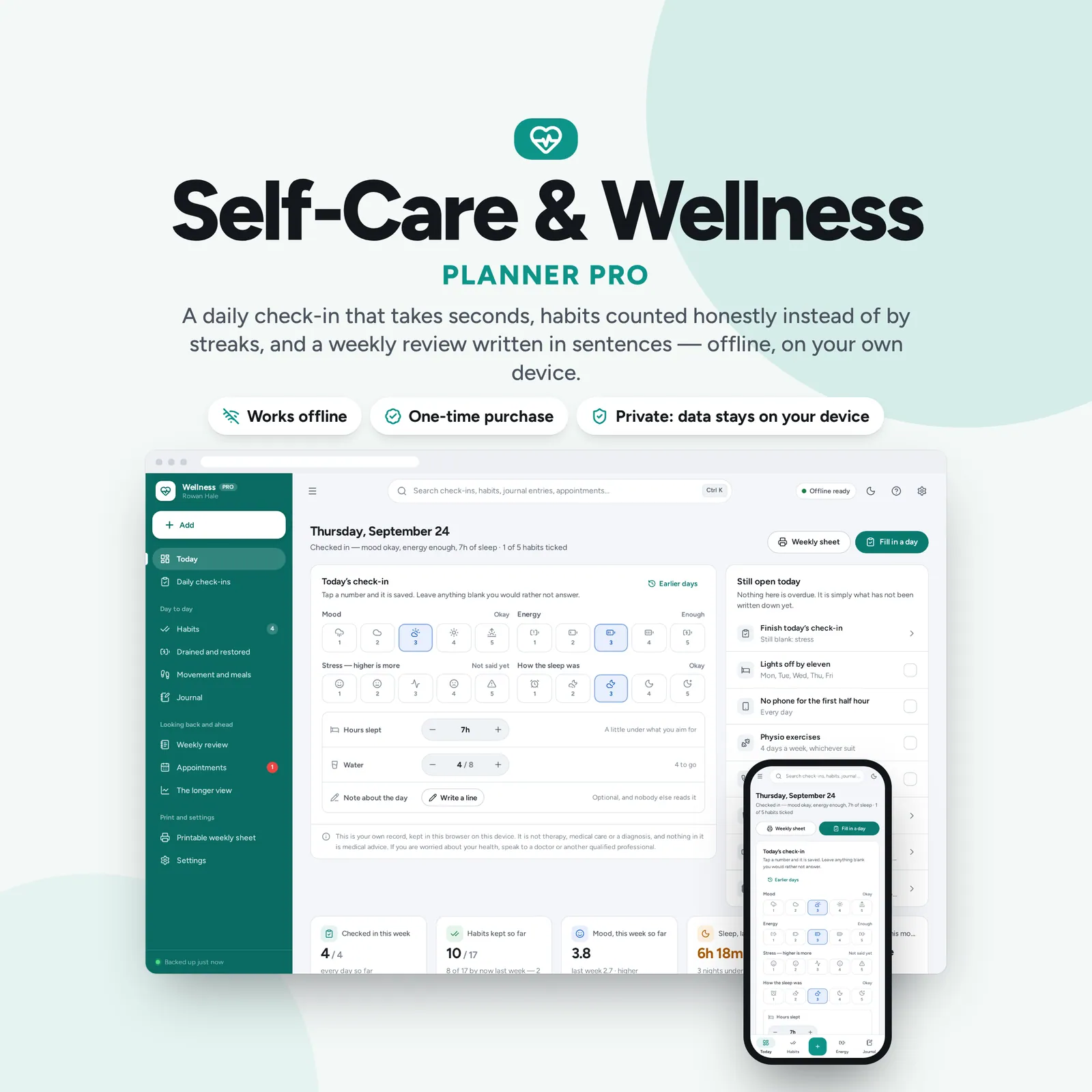 Self-Care & Wellness Planner: cover