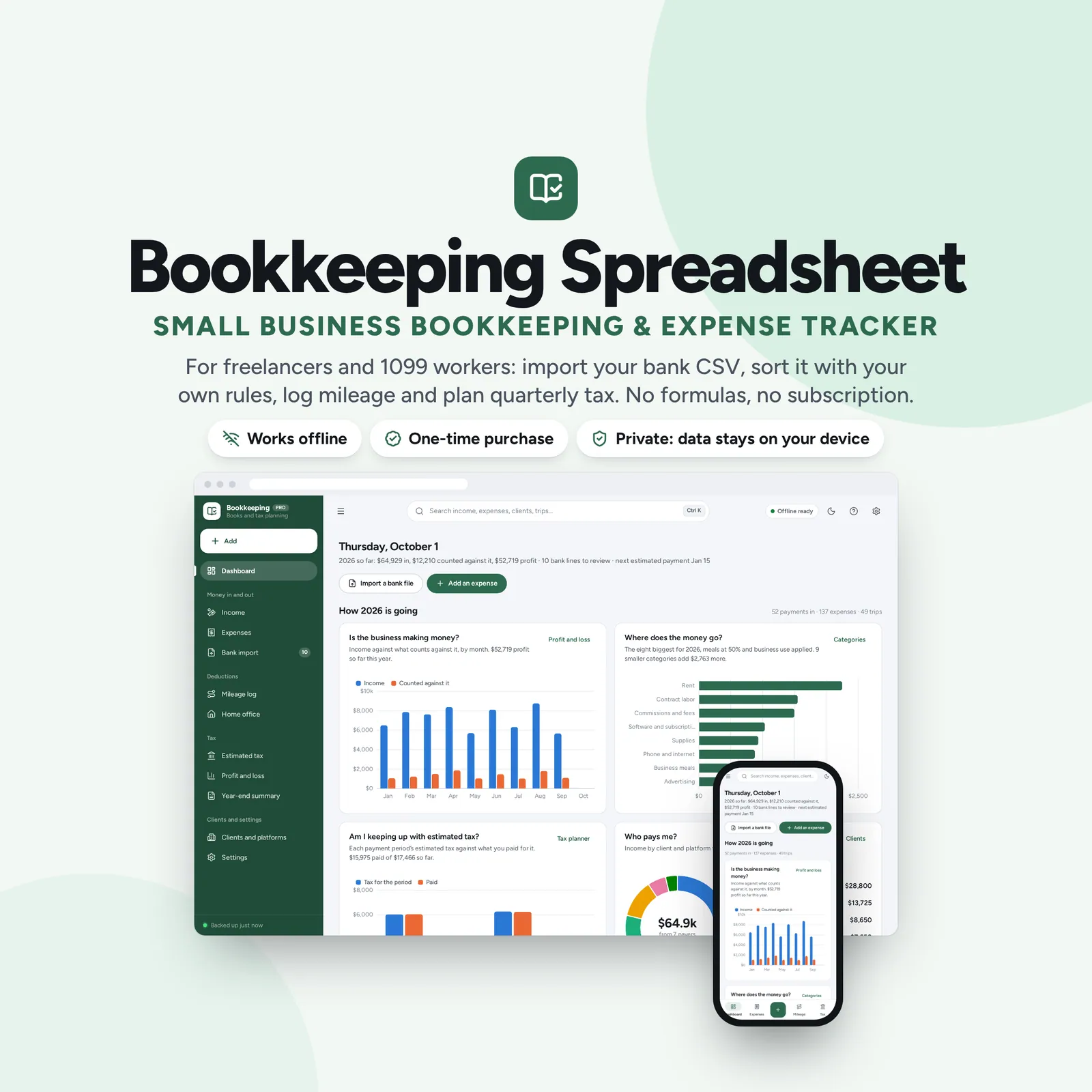 Self-Employed Bookkeeping & Tax Planner: cover