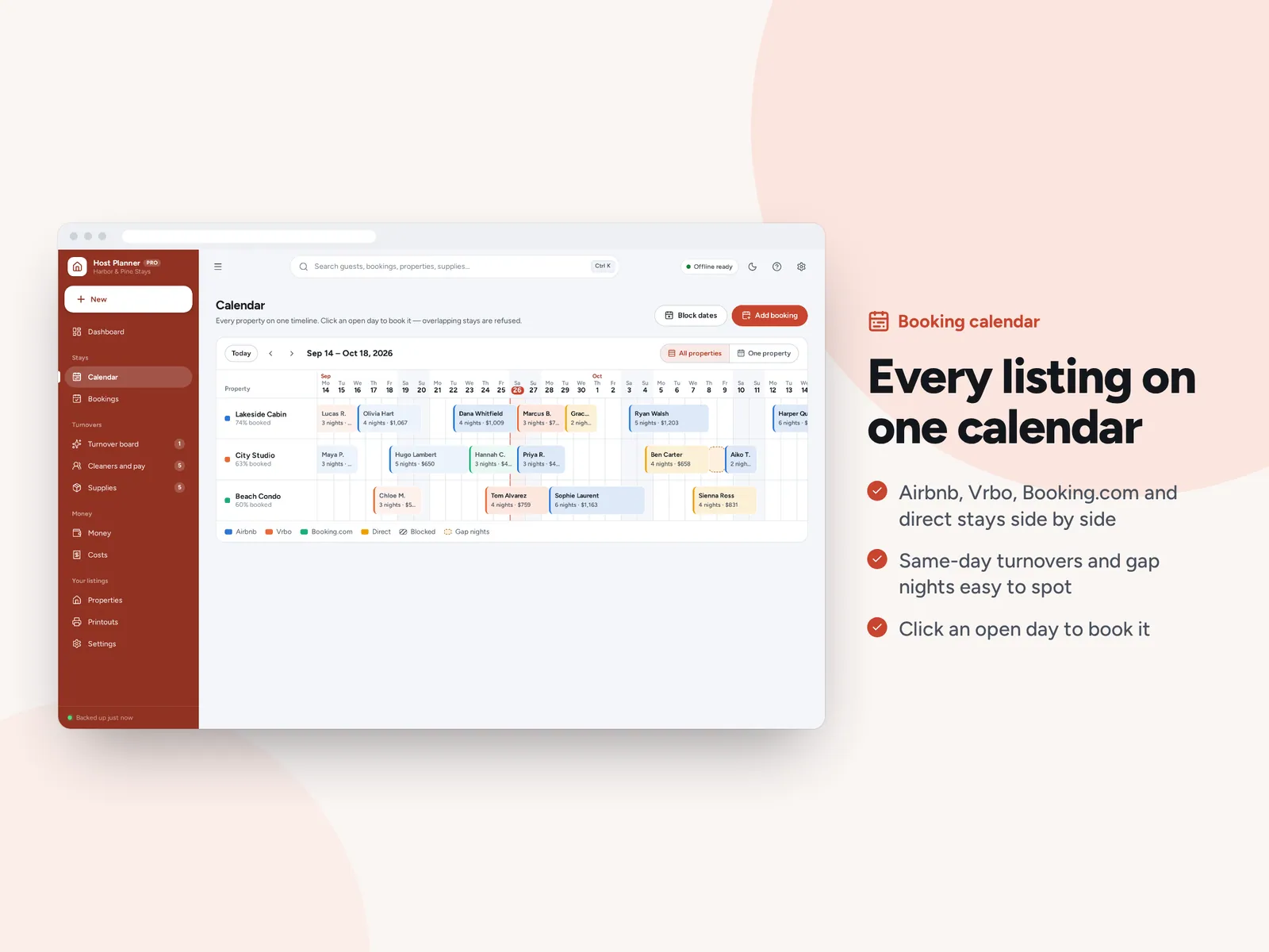 Every listing on one calendar