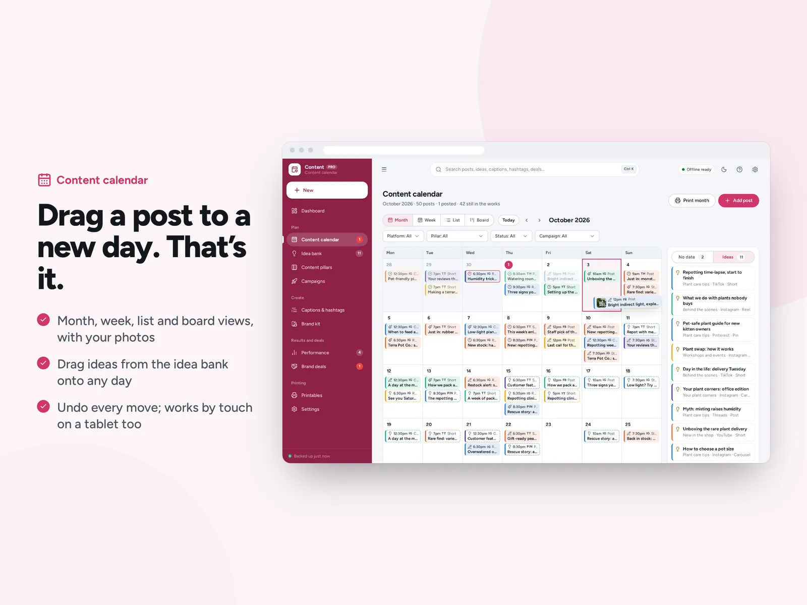 Drag a post to a new day. That’s it.