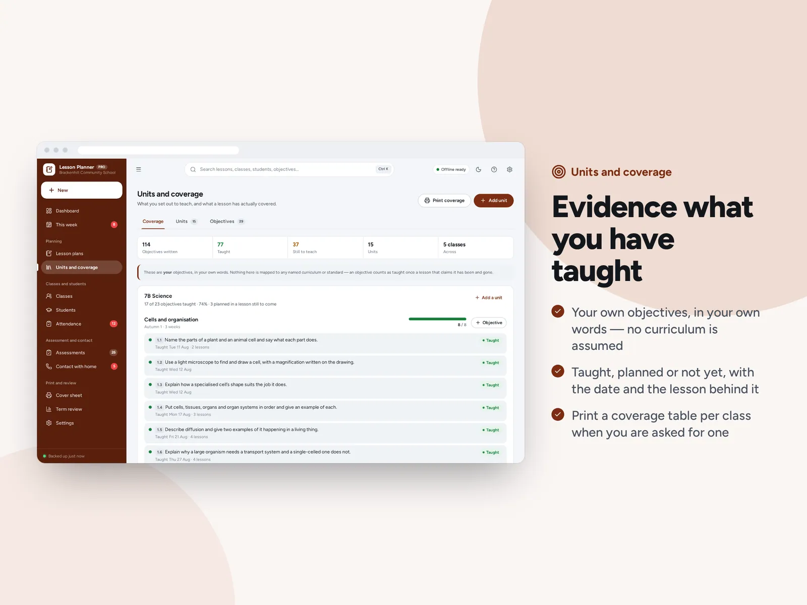 Evidence what you have taught