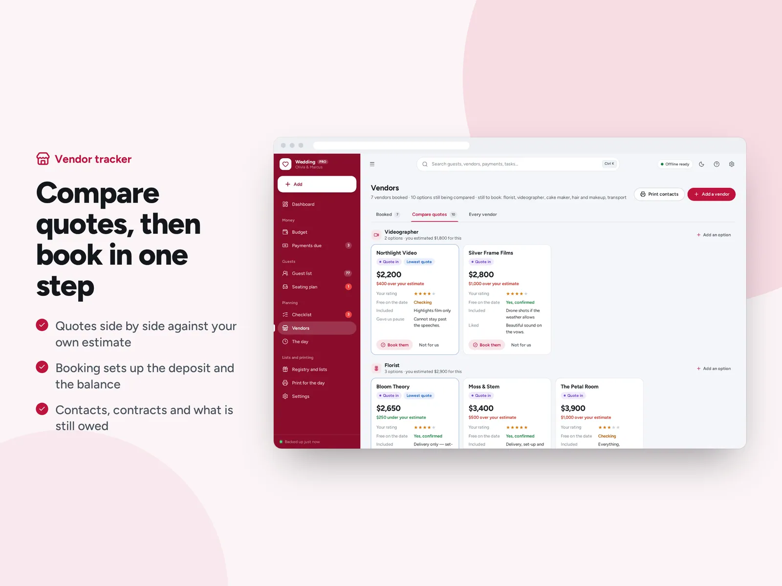 Compare quotes, then book in one step