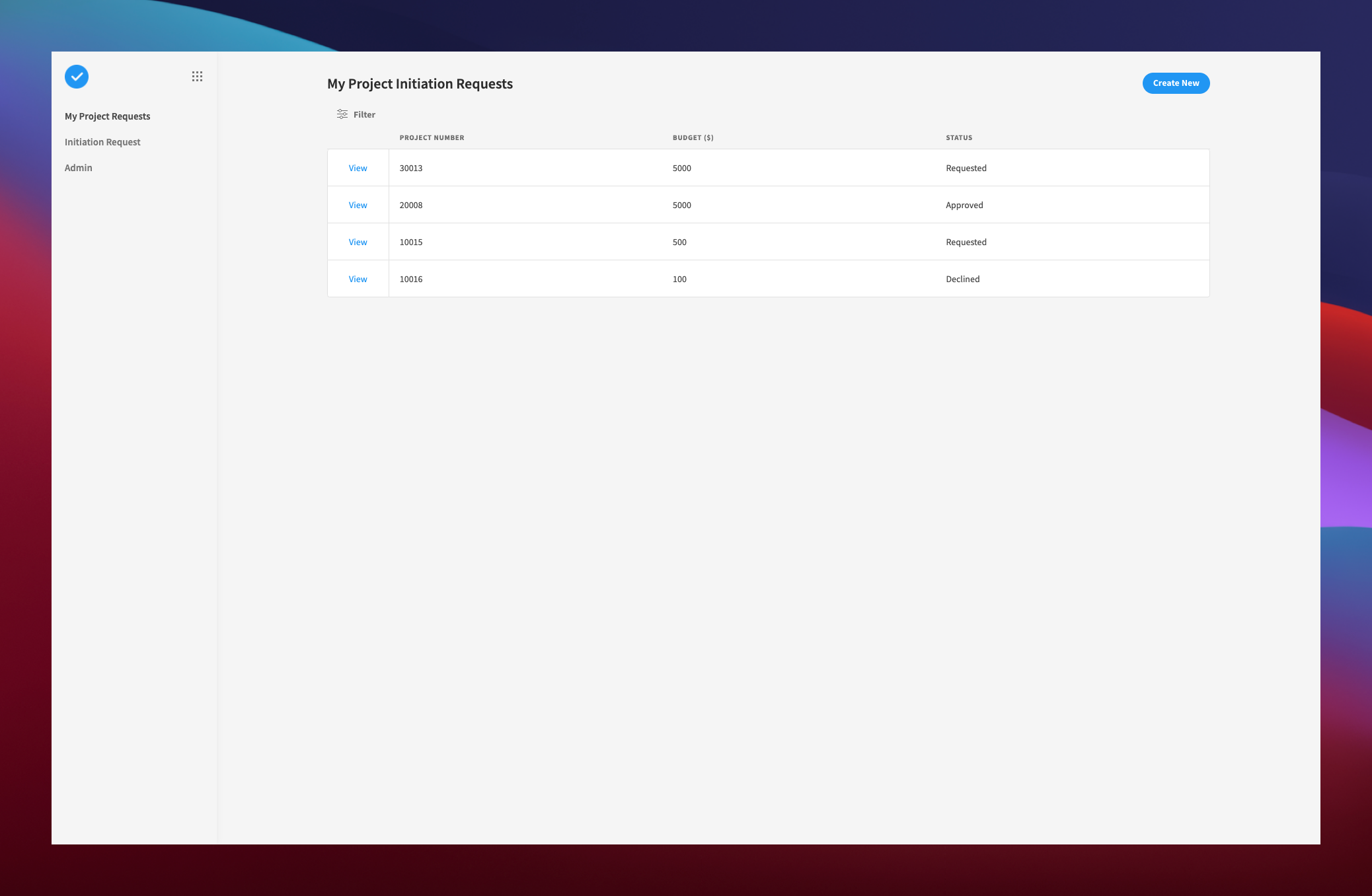 Project Approval System Template | Budibase | Low-Code Platform